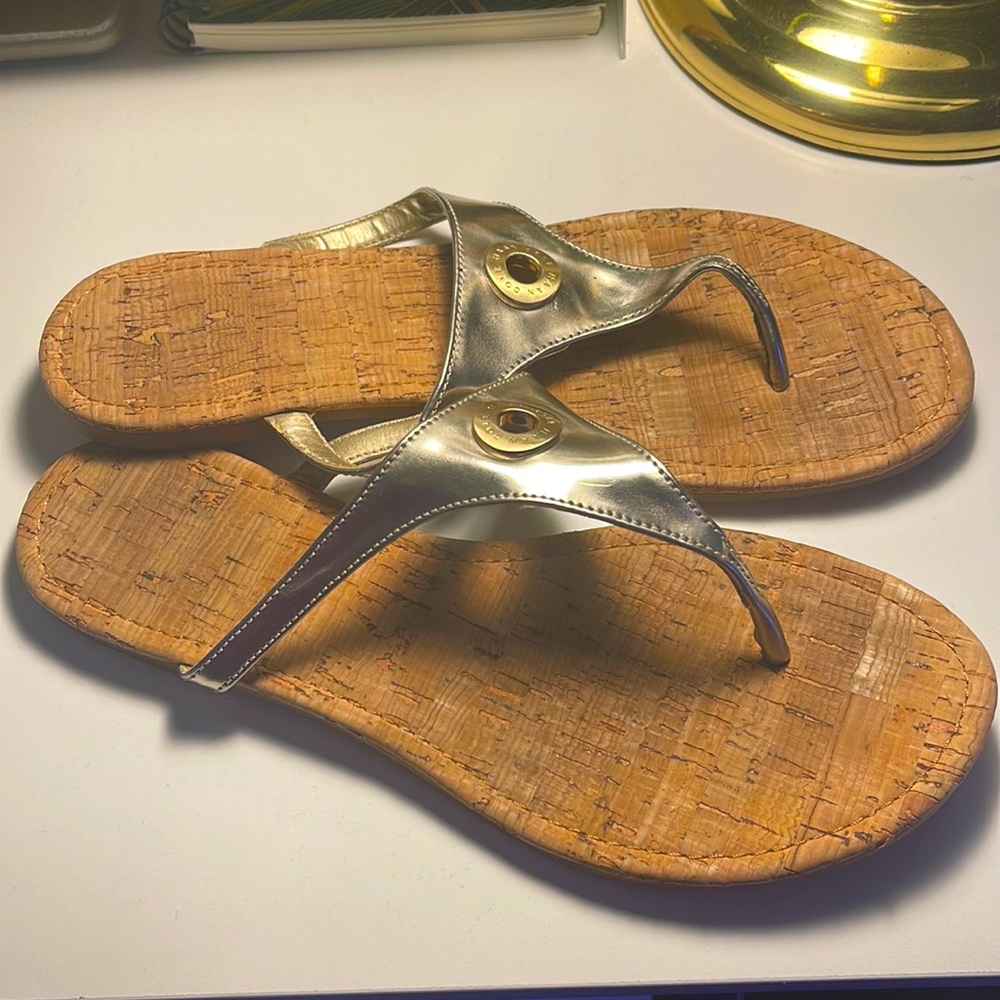 Coke Haan gold sandals